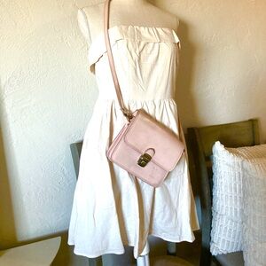 Bundle Dress and Pink Leather Crossbody Bag